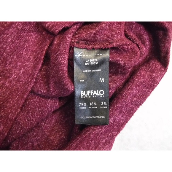Buffalo David Bitton Size Medium Raglan Long-Sleeved Shirt in Heathered Maroon - Picture 4 of 7